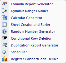 Screenshot for ConnectCode Deluxe Add-In for Excel 1.0