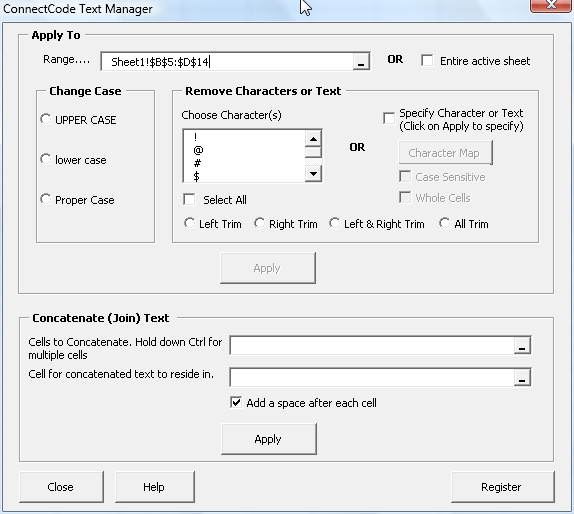 ConnectCode Text Manager screen shot