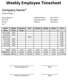 Free Weekly Timesheet Template from www.spreadsheetml.com